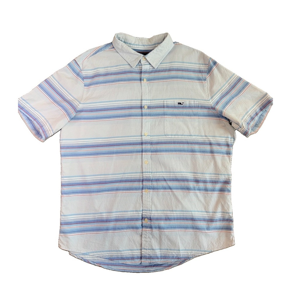 Vineyard Vines Shirt Men XL Blue Button Up Slim Fit Tucker Dress Camp
